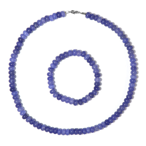 Zilveren set met Koningsblauwe kwartskristallen