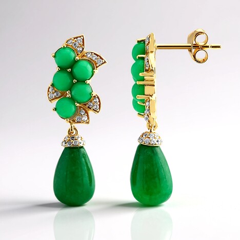 Boucles d'oreilles en argent et Jade vert