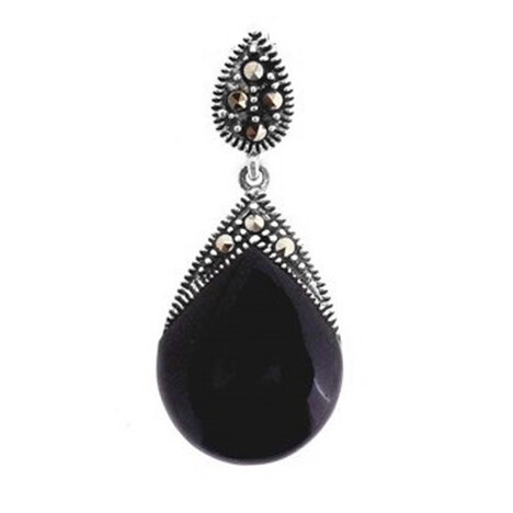 Pendentif en argent et Agate noire