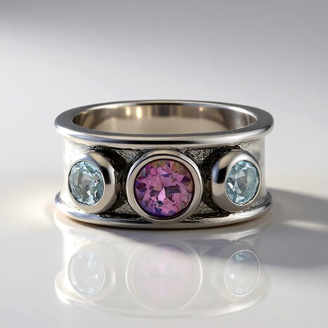 Anello in argento con Quarzo Mistico Rosa