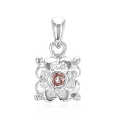 Zilveren hanger met een Padparadscha saffier