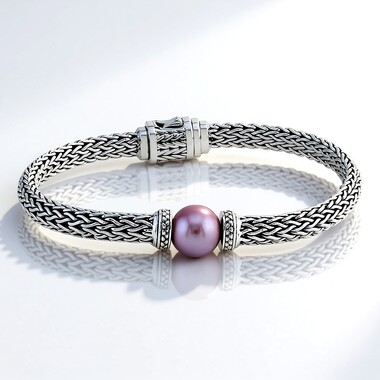 Bracciale in argento con Perla Ming Porpora (Nan Collection)