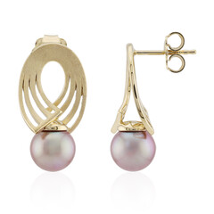 Pendientes en plata con Perla Ming púrpura