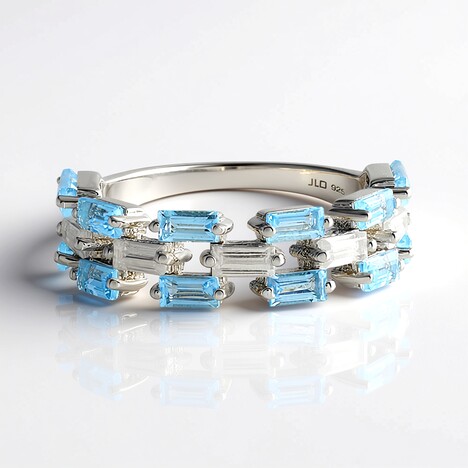 Anello in argento con Topazio Blu Svizzero