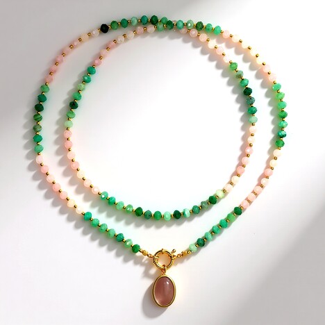 Collana in argento con Quarzo Rosa (Riya)