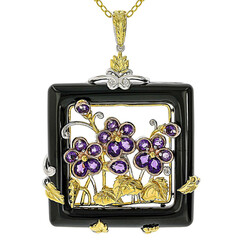 Zilveren halsketting met een zwarte onyx (Gems en Vogue)