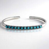 Bracelet en argent et Turquoise bleue de Mohavie (Jones Lee)