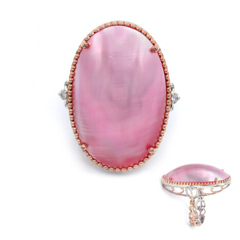 Pinkfarbene Mabe-Perlen-Silberring (Gems en Vogue)