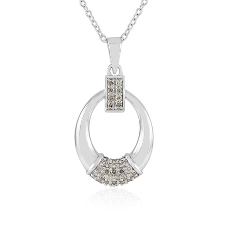 Zilveren halsketting met I2 Bruine Diamanten