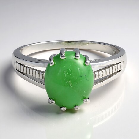 Anello in argento con Crisoprasio Imperiale