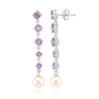 Boucles d'oreilles en argent et Perle blanche de culture d'eau douce