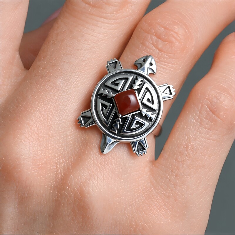 Anello in argento con Diaspro Rosso  (Desert Chic)