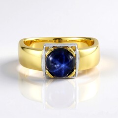 Zilveren ring met een blauwe ster saffier (de Melo Essence)
