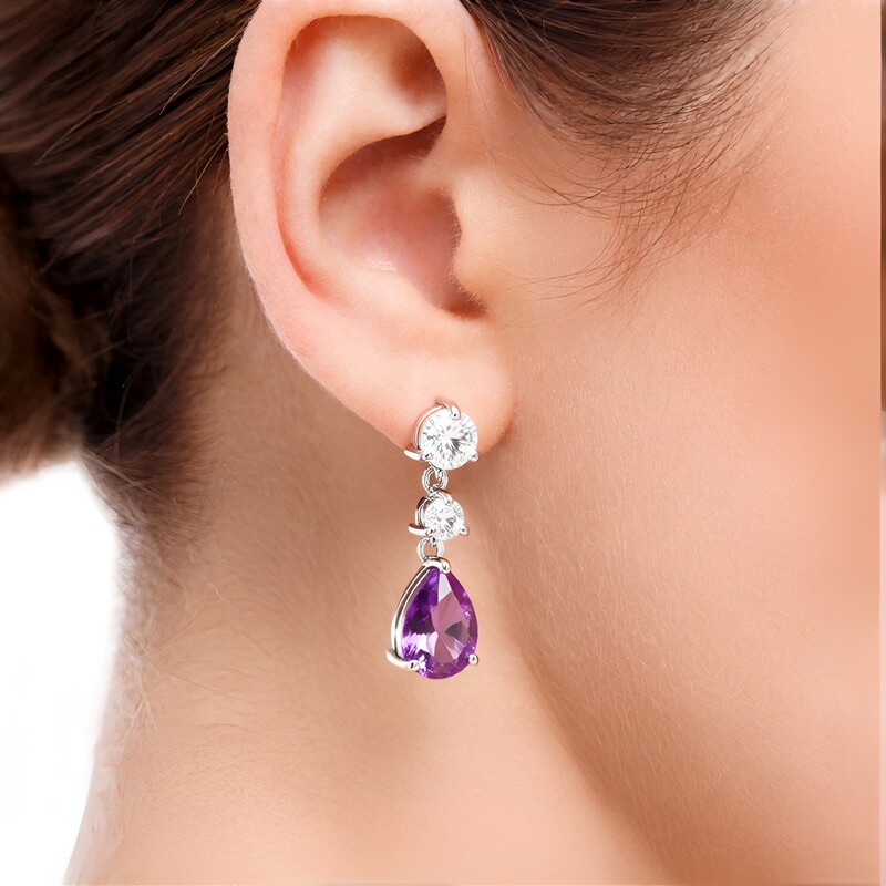 Pendientes en plata con Amatista