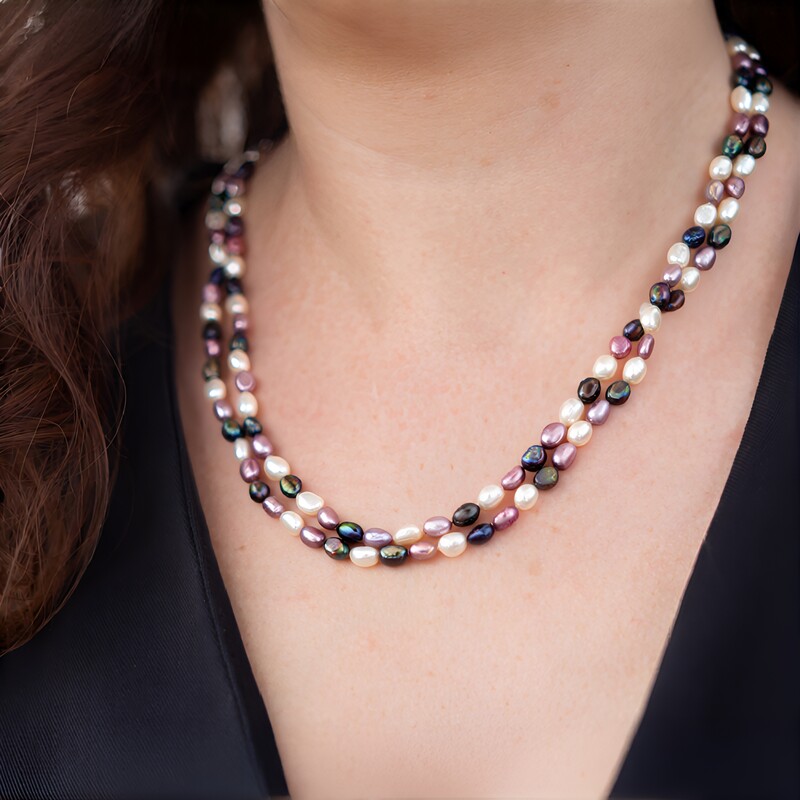 Süßwasserzuchtperlen-Silberhalskette (TPC)