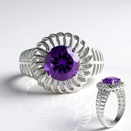 Bague en argent et Améthyste Rose de France (Ornaments by de Melo)