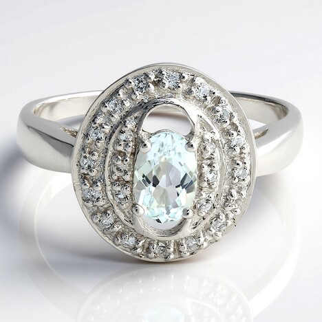 Anello in argento con Berillo Fancy