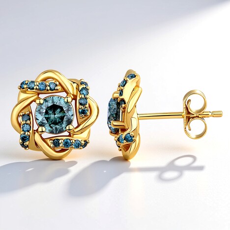Orecchini in oro con Diamante Blu Cielo I2 (SUHANA)