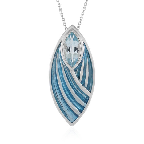 Zilveren halsketting met een hemel-blauwe topaas (Adela Silber)
