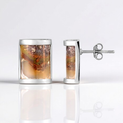 Boucles d'oreilles en argent et Agate mousse (Bali Barong)
