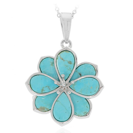 Zilveren hanger met Kingman turkooisen (Anne Bever)