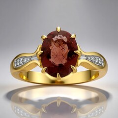 Anello in oro con Apatite Rossa