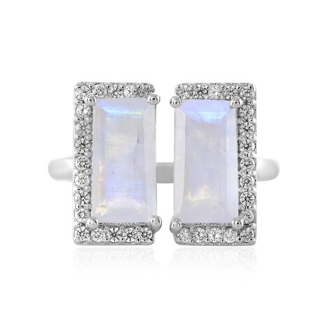 Anello in argento con Pietra di Luna Arcobaleno