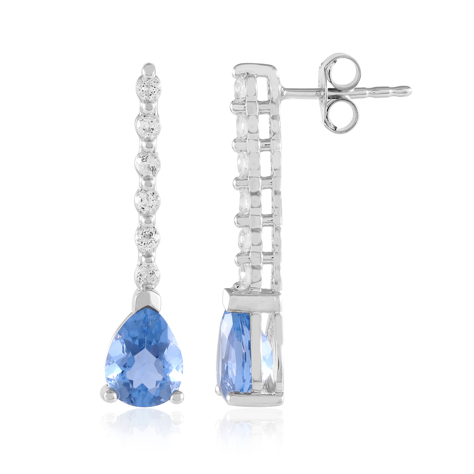 Boucles D'oreilles Argent Et Or 18 Carats Avec Fluorite - Modèle 1693, Neuves Avec étiquettes
