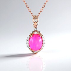 Collana in argento con Opale Rosa dell'Etiopia