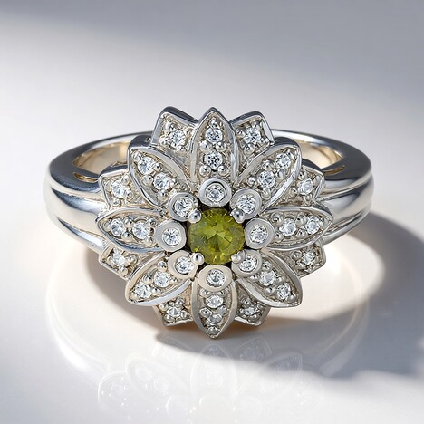 Anello placcato in platino con Tormalina Cuprian