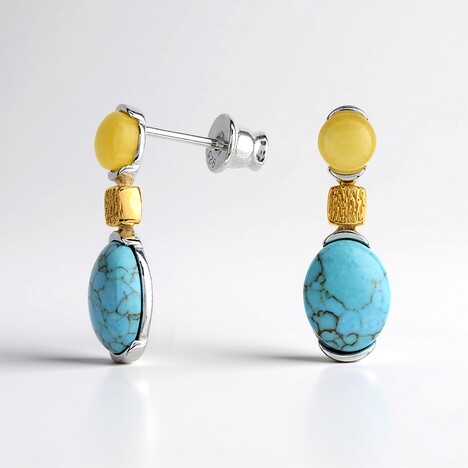 Boucles d'oreilles en argent et Turquoise (dagen)