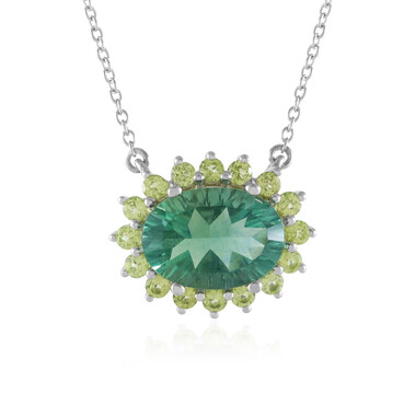 Grüner Fluorit-Silbercollier