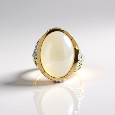 Anello in argento con Pietra di Luna Bianca (Adela Silber)