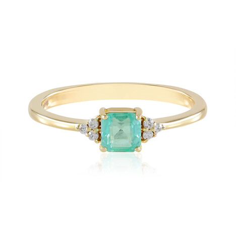 Gouden ring met een Paraiba kleurige smaragd