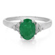 Anello placcato in platino con Smeraldo Bahia