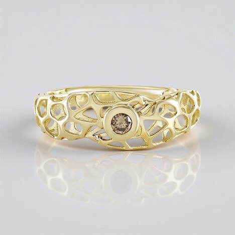 Anello in oro con Diamante Champagne I2 (Ornaments by de Melo)