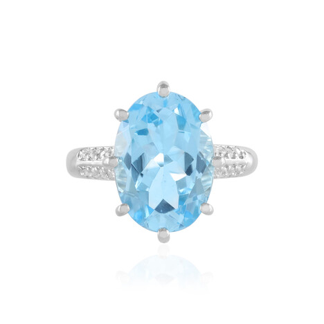 Zilveren ring met een hemel-blauwe topaas