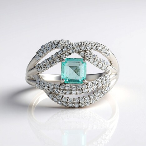 Anello in argento con Smeraldo Color Paraiba