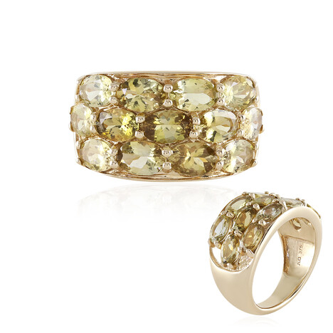 Nicht erhitzter Gelber Tansanit-Goldring