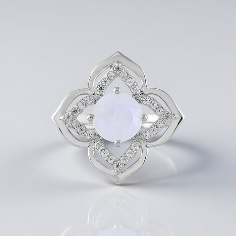 Anello in argento con Pietra di Luna Arcobaleno