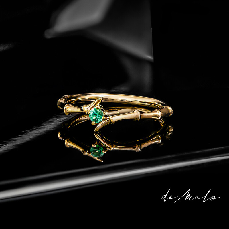 Bague en or et Emeraude de Zambie AAA (de Melo)