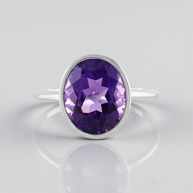 Anillo en plata con Amatista de Marruecos
