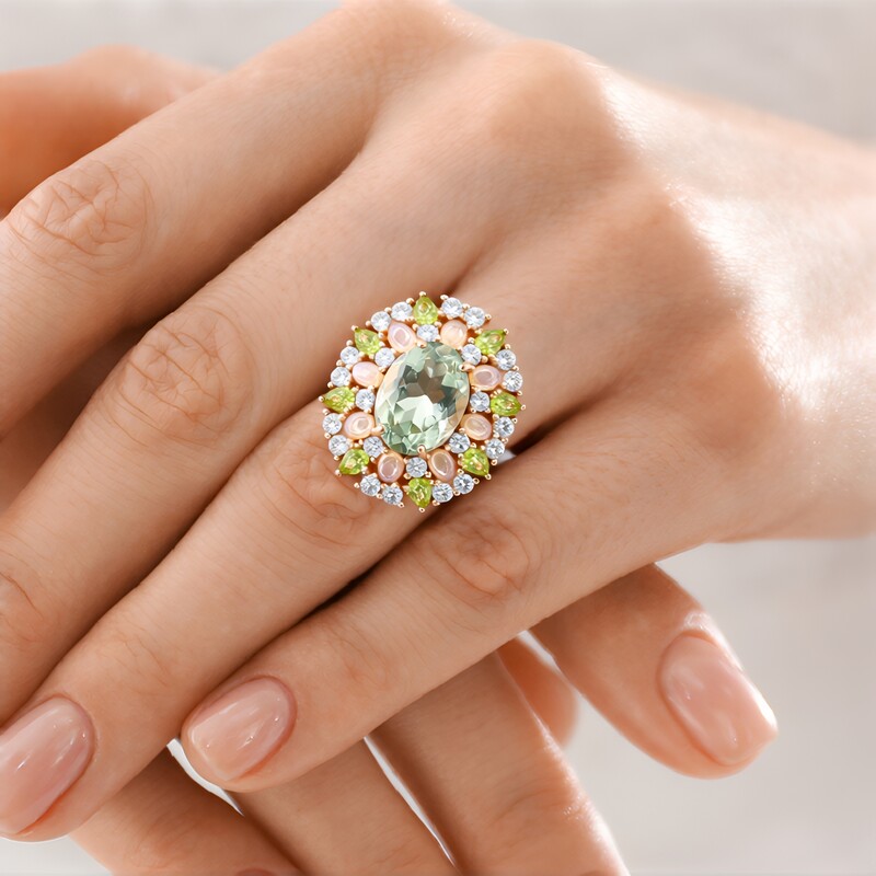 Grüner Amethyst-Silberring