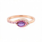 Anillo en oro con Zafiro de Ceilán púrpura no calentado