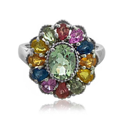 Grüner Amethyst-Silberring