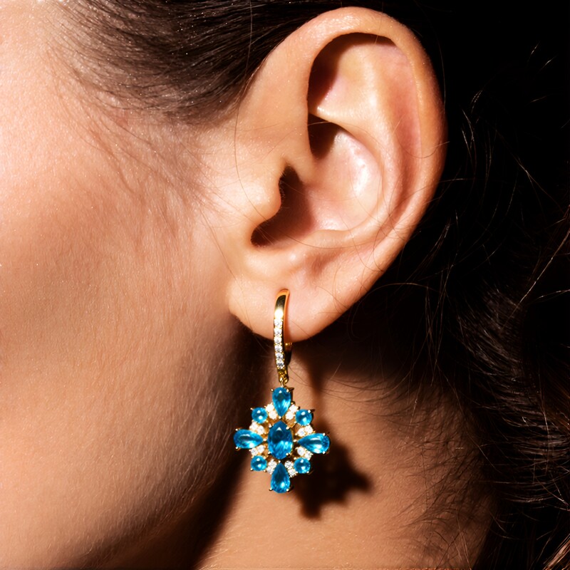 Neon Blue Apatite Silver Earrings