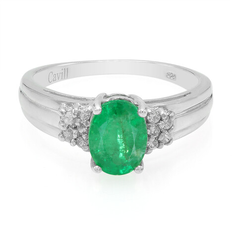 Zilveren ring met een Bahia-smaragd