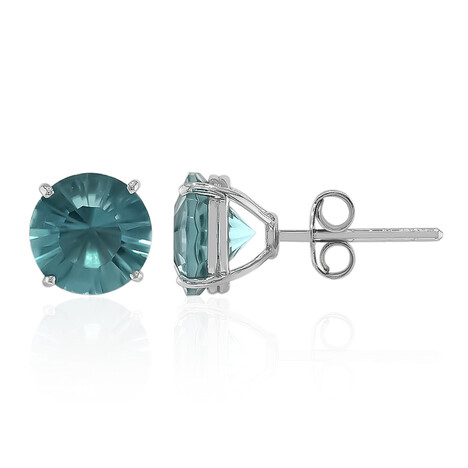 Petrolfarbener Fluorit-Silberohrringe