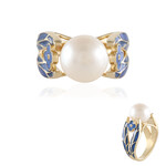 White Freshwater Pearl Silver Ring (Adela Silber)