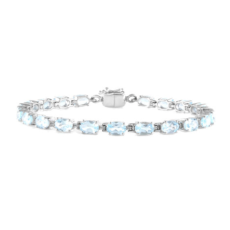 Brazalete en plata con Topacio azul cielo